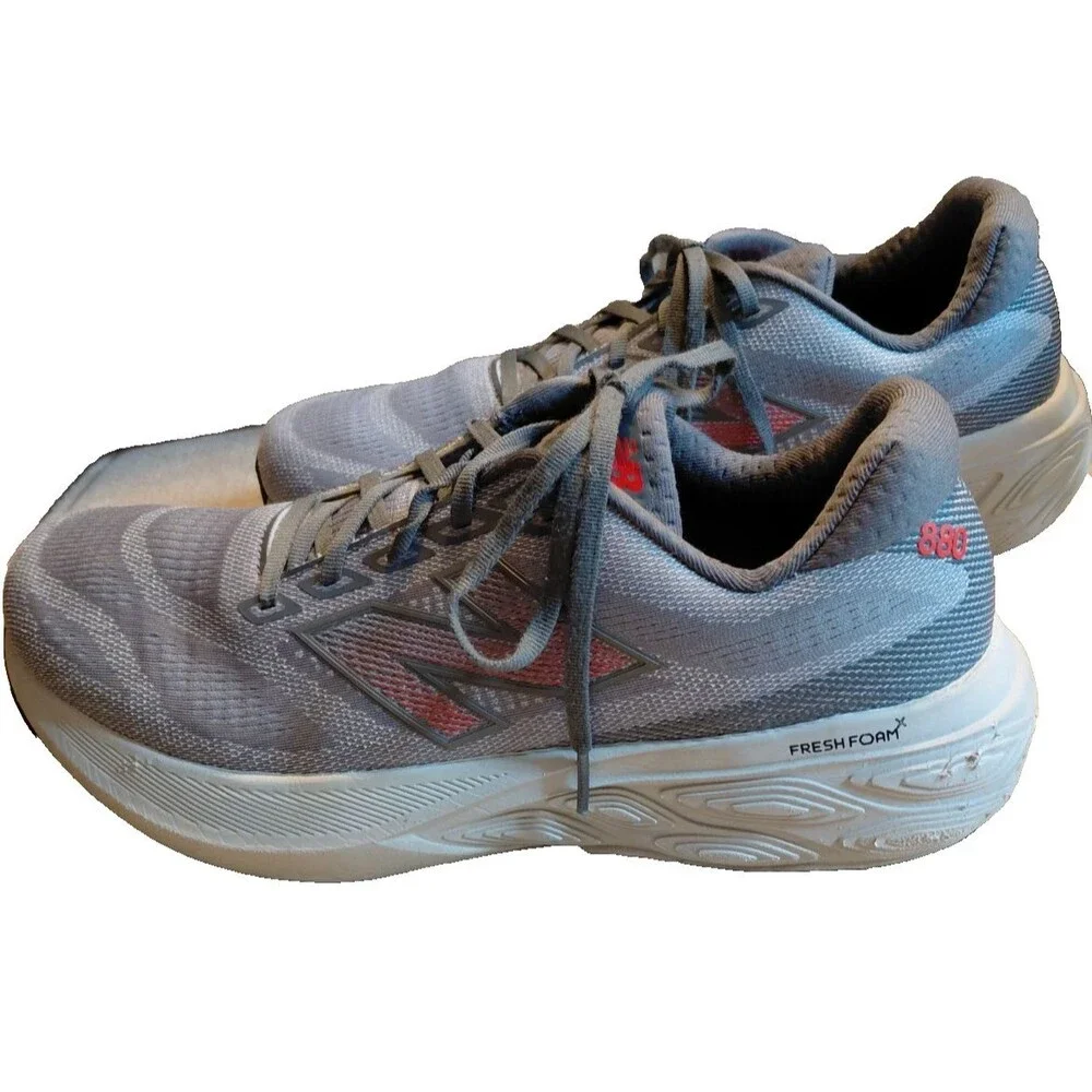 New Balance 880v13 Mens 12 Fresh Foam X Running Shoes Gray Red M880G13